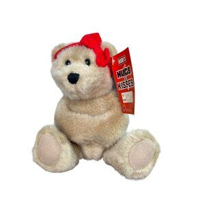 Hersheys Hugs & Kisses Plush Teddy Bear With Red Bow Stuffed Animal